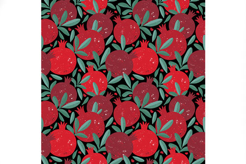 وکتور پترن انار قرمز یلدایی به همراه برگ های سبز فایل EPS